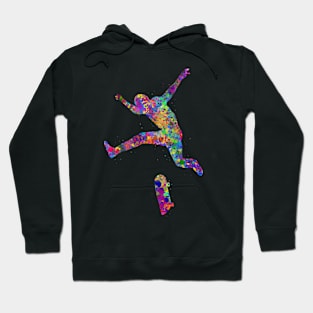 Skater jump watercolor art Hoodie